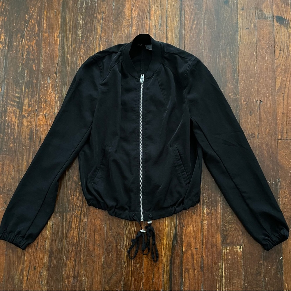 Divided H&M Women's Black Satin Bomber Jacket Size 4